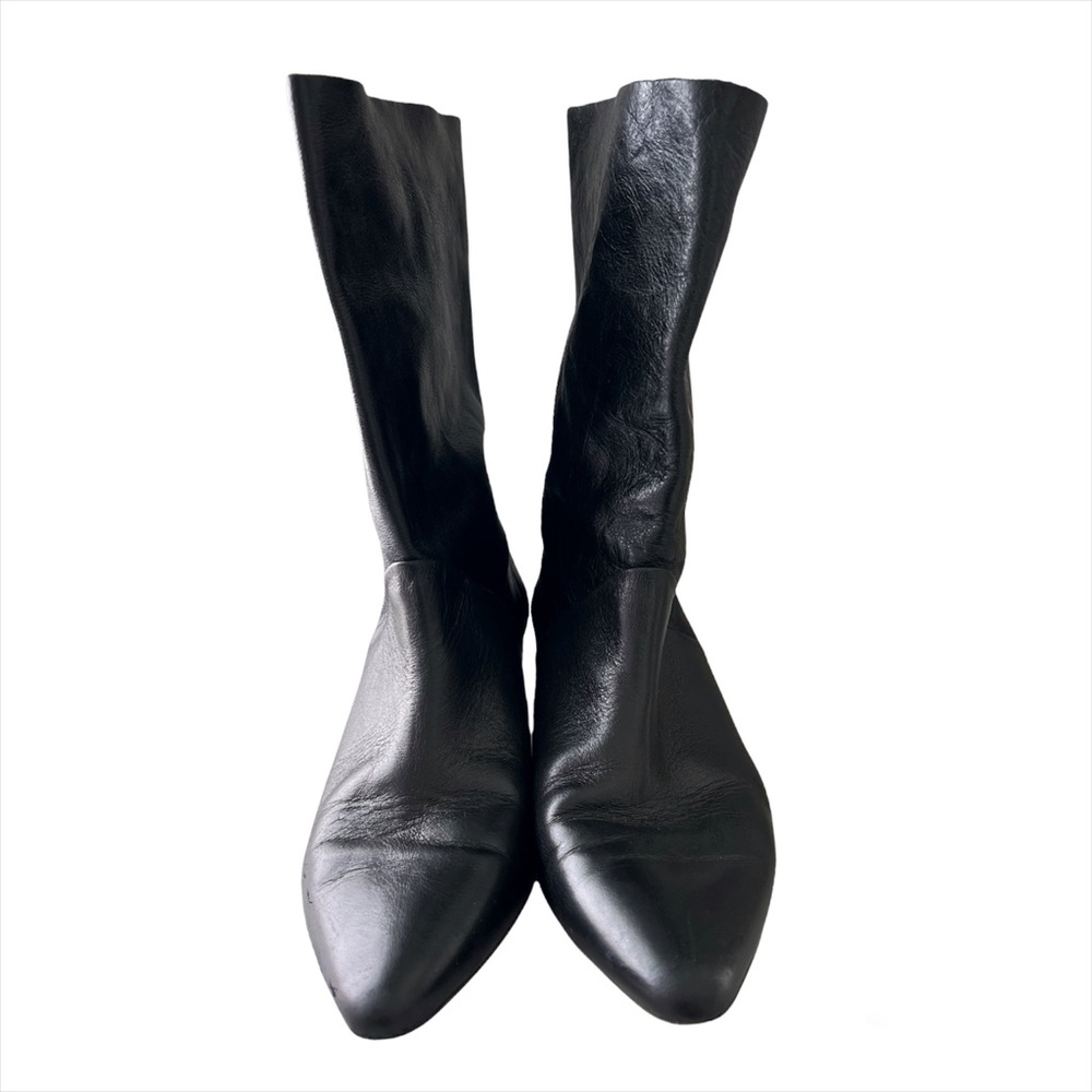 IRO Black Leather Knee-High Pointed Toe Boots